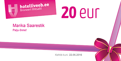 Palju õnne Hotelliveebi kinkekaardi võitjale!